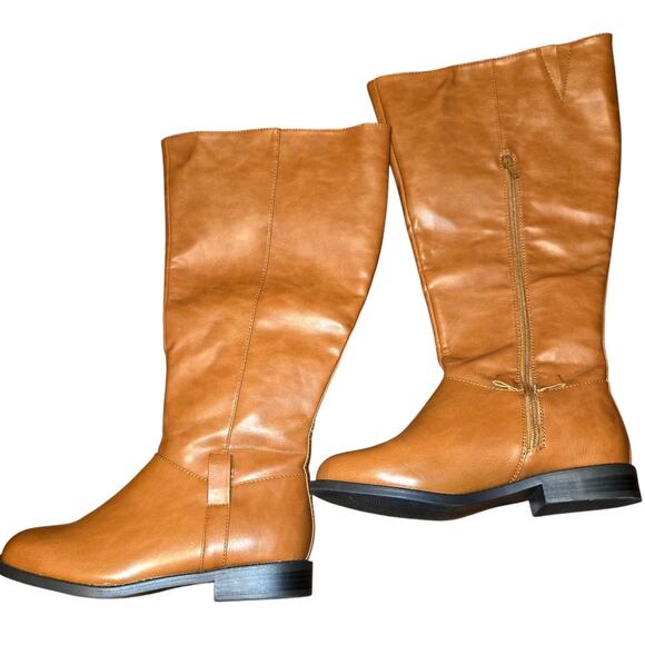 NWOT Shoedazzle 7 Brown Riding Women's Boots Knee Length Zipper Shoe New No Tag - Picture 2 of 7